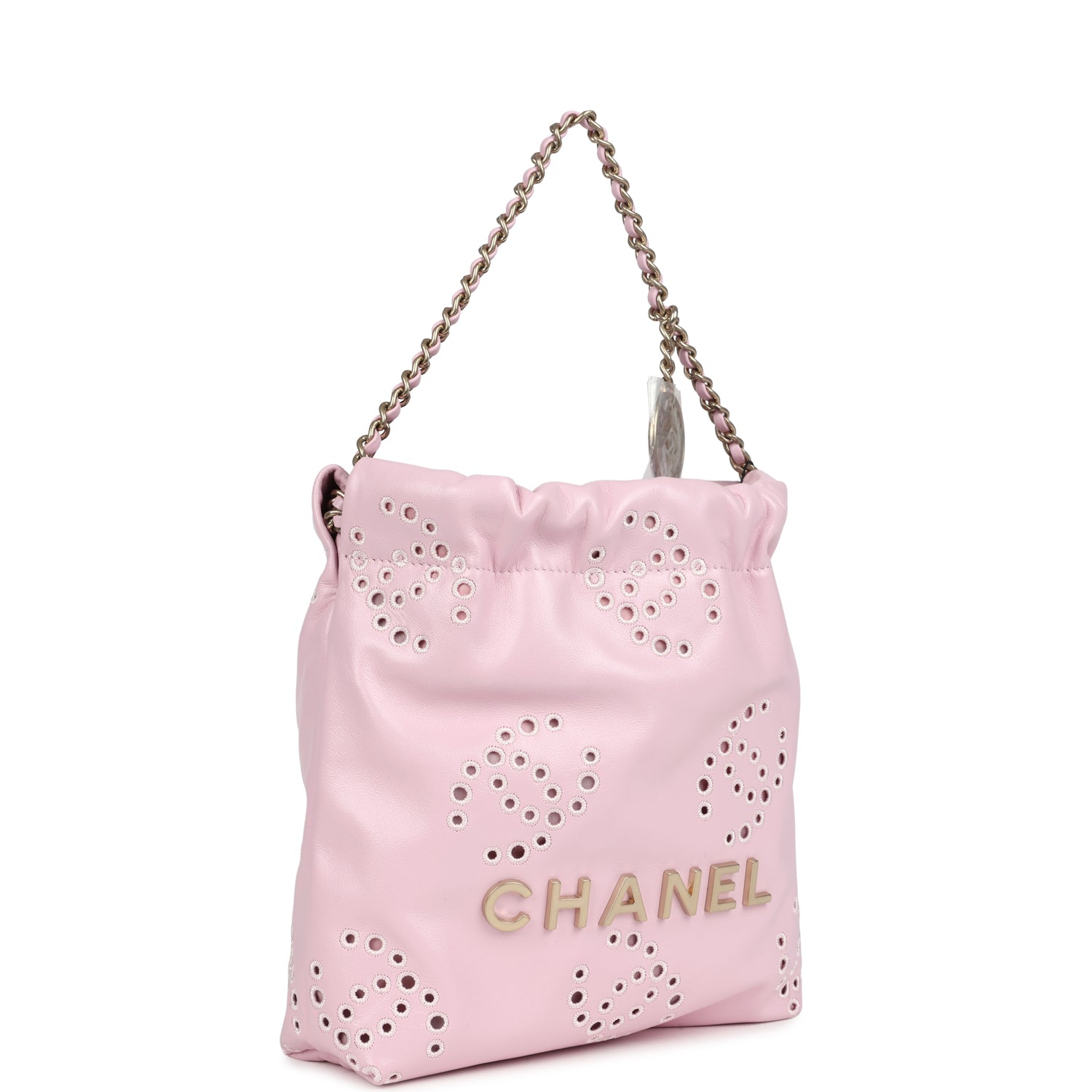 Mini 22 Bag Pink Shiny Calfskin Brushed Gold Hardware