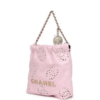 Mini 22 Bag Pink Shiny Calfskin Brushed Gold Hardware