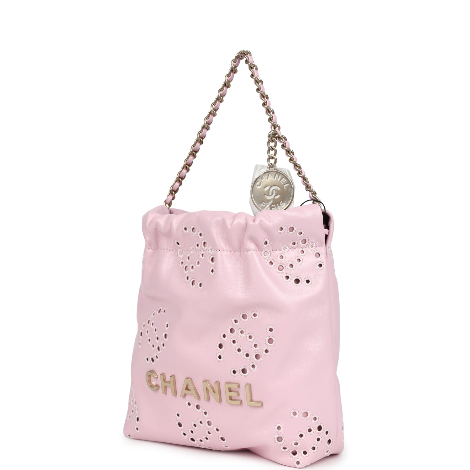 Mini 22 Bag Pink Shiny Calfskin Brushed Gold Hardware