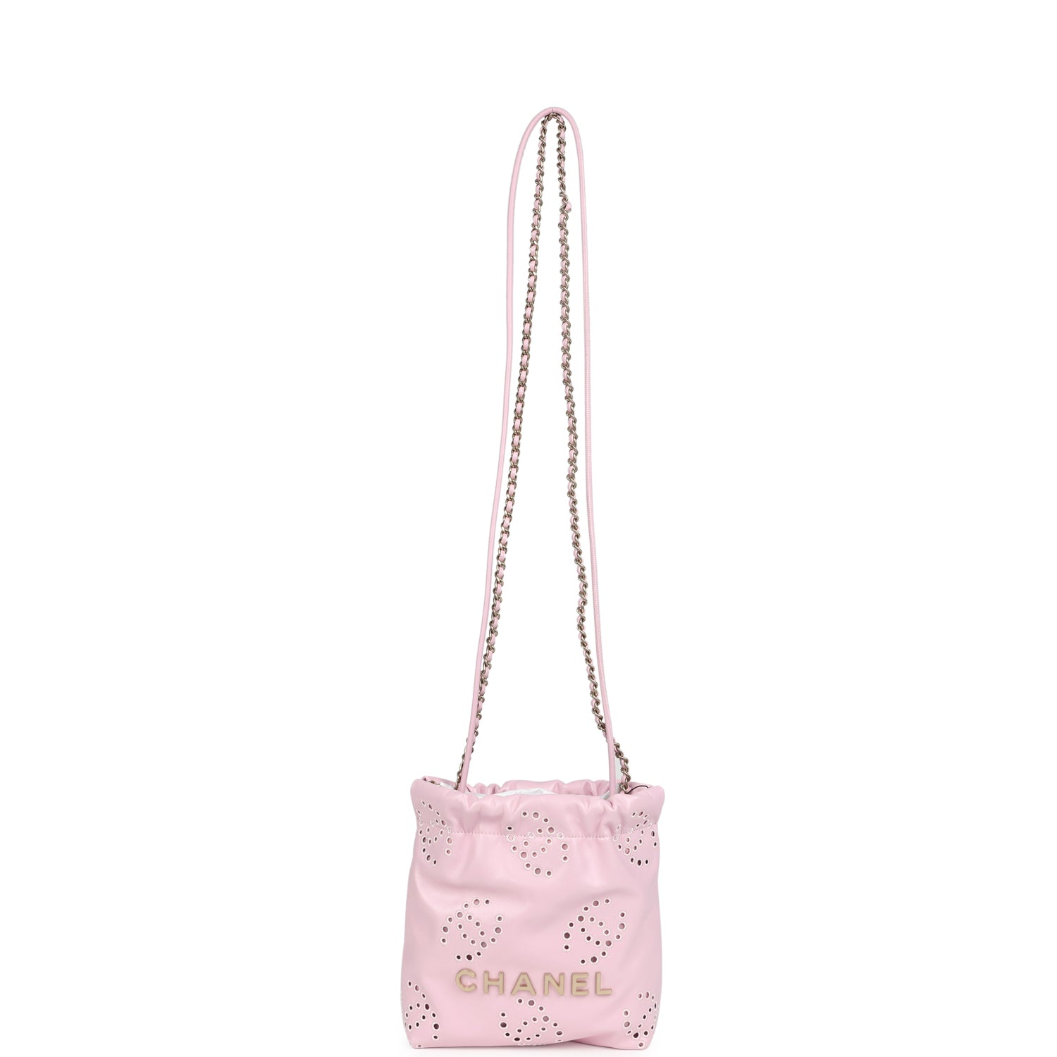 Mini 22 Bag Pink Shiny Calfskin Brushed Gold Hardware