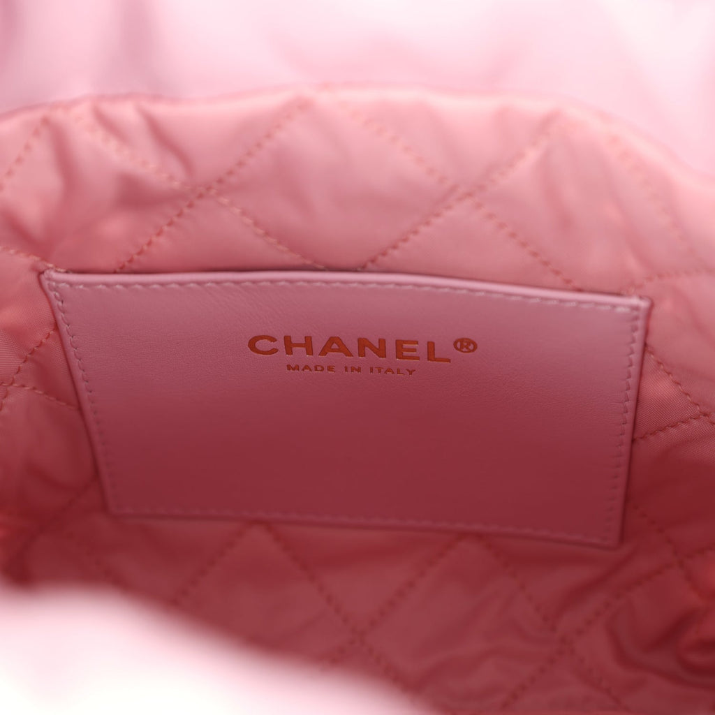 Mini 22 Bag Pink Shiny Calfskin Brushed Gold Hardware