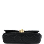 Mini Pearly Chain Flap Bag Black Lambskin Brushed Gold Hardware
