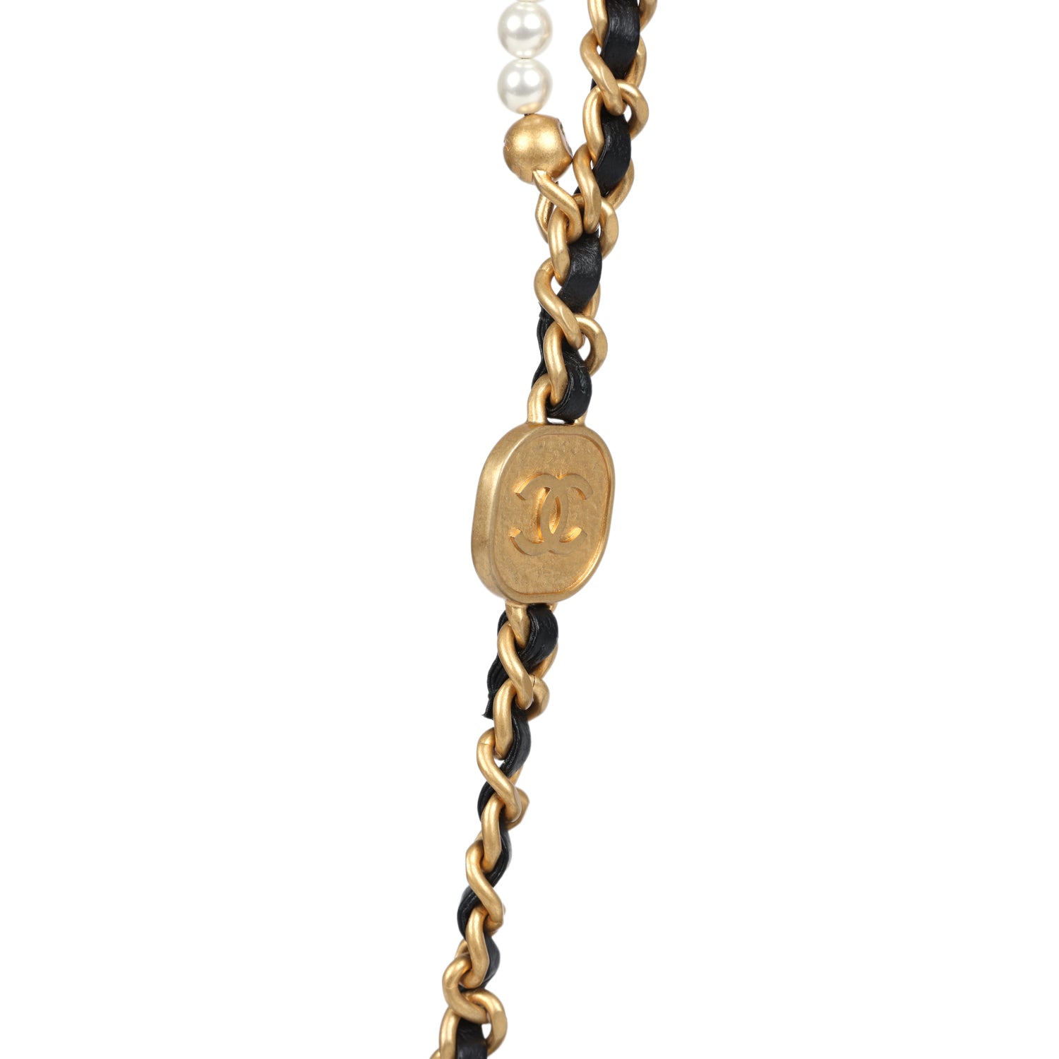 Mini Pearly Chain Flap Bag Black Lambskin Brushed Gold Hardware
