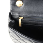 Mini Pearly Chain Flap Bag Black Lambskin Brushed Gold Hardware