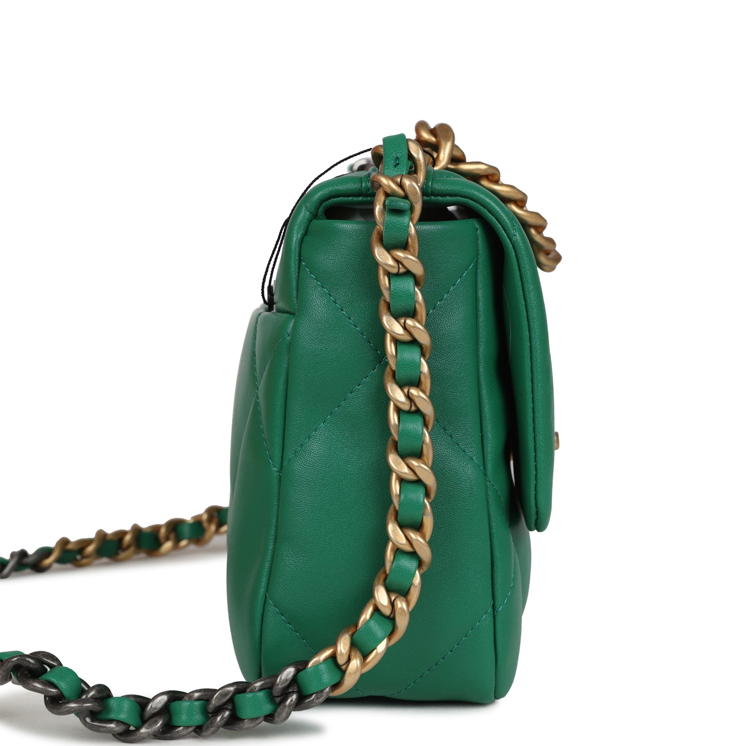 Medium 19 Flap Green Shiny Lambskin Mixed Metal Hardware