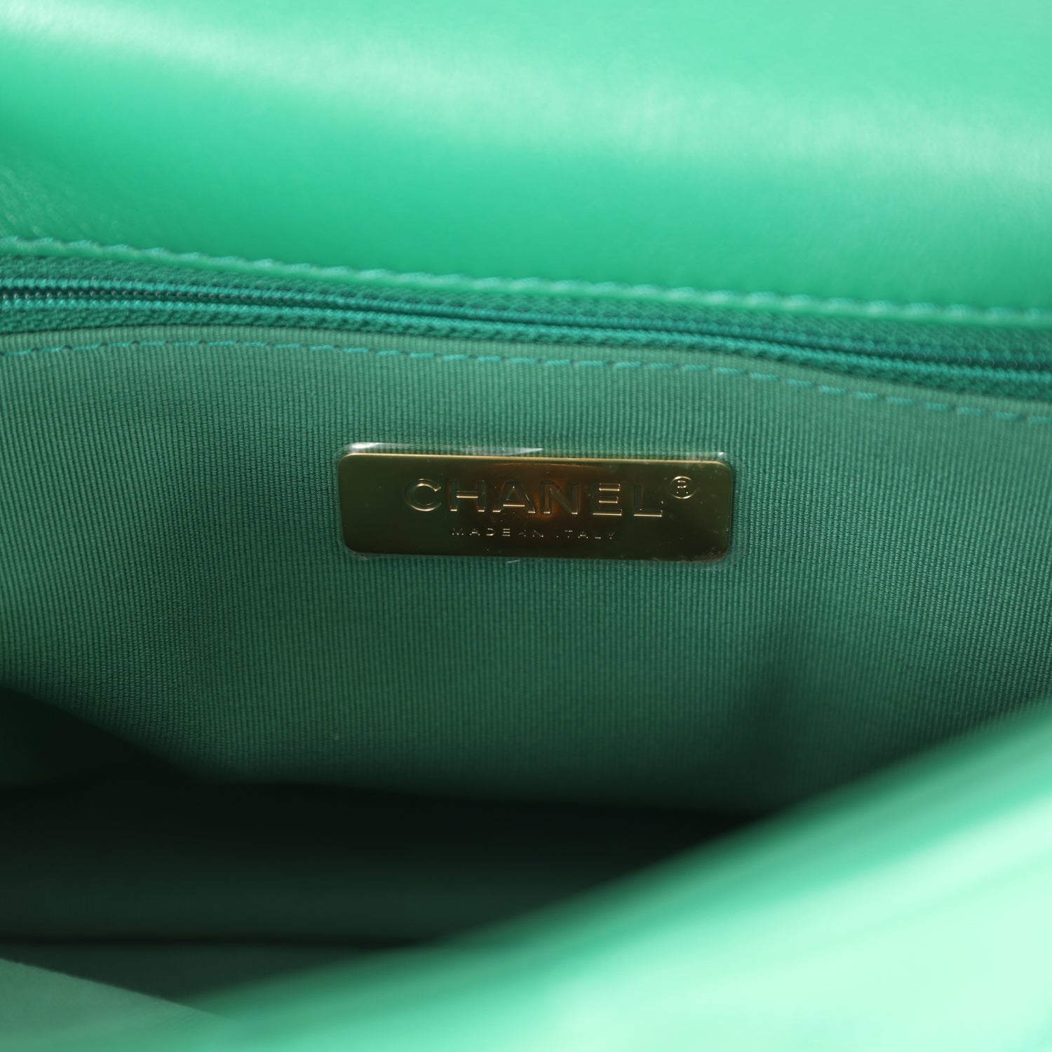 Medium 19 Flap Green Shiny Lambskin Mixed Metal Hardware