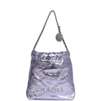 Mini 22 Bag Purple Metallic Calfskin Brushed Silver Hardware