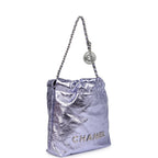 Mini 22 Bag Purple Metallic Calfskin Brushed Silver Hardware