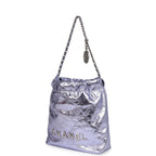 Mini 22 Bag Purple Metallic Calfskin Brushed Silver Hardware