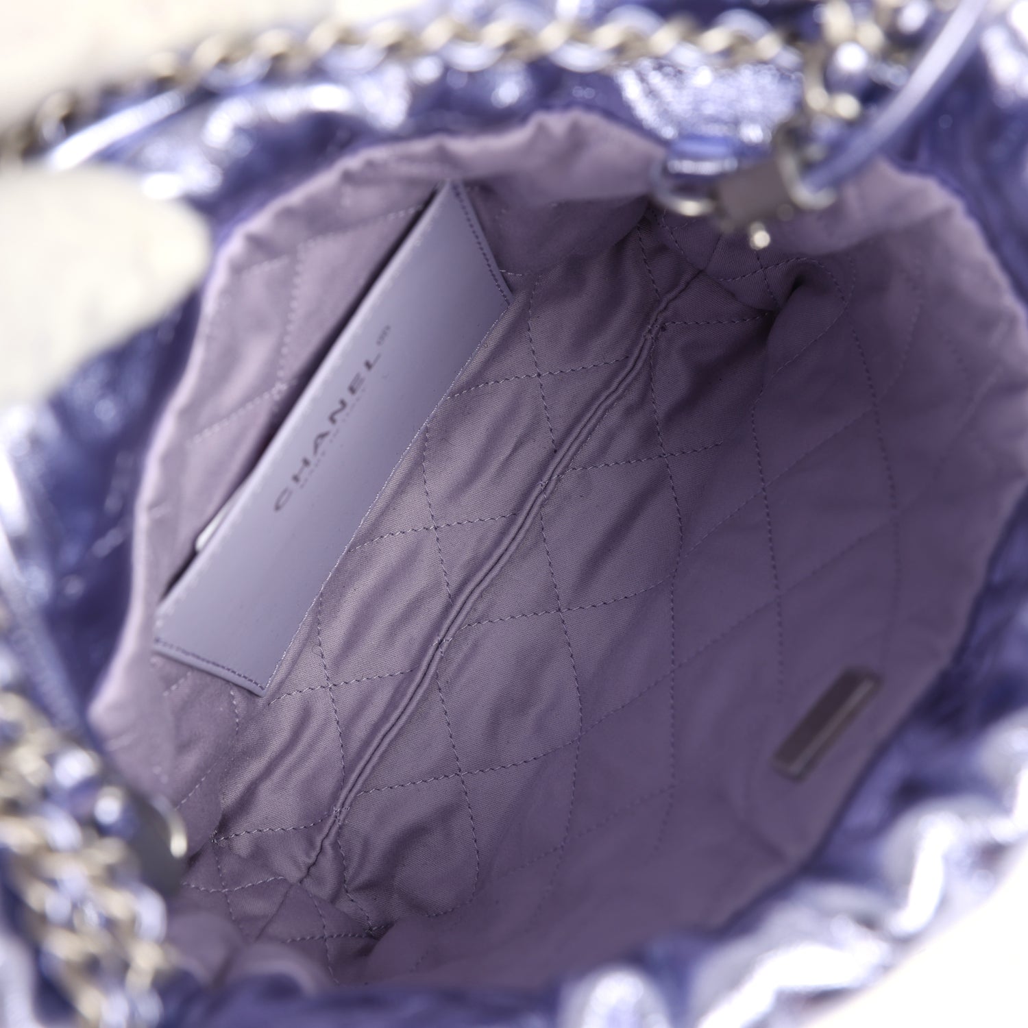 Mini 22 Bag Purple Metallic Calfskin Brushed Silver Hardware