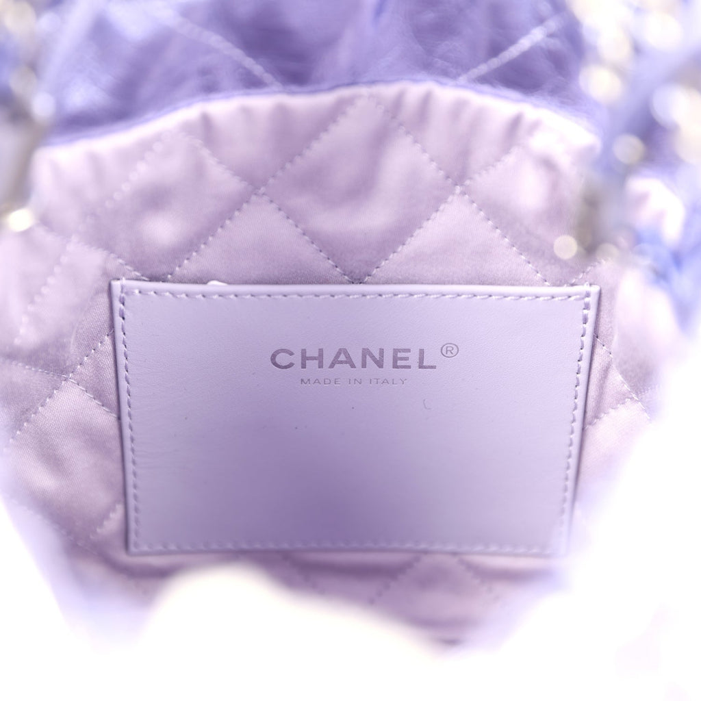 Mini 22 Bag Purple Metallic Calfskin Brushed Silver Hardware