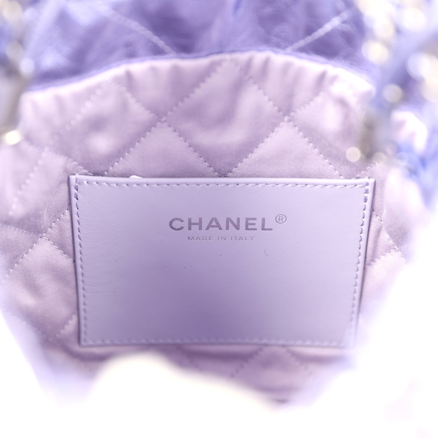 Mini 22 Bag Purple Metallic Calfskin Brushed Silver Hardware