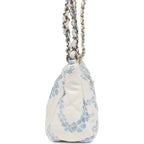 Large Coco Beach Hobo Bag in White and Blue Denim Light Gold Hardware