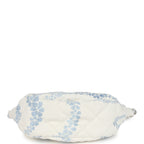 Large Coco Beach Hobo Bag in White and Blue Denim Light Gold Hardware