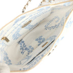 Large Coco Beach Hobo Bag in White and Blue Denim Light Gold Hardware