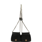 Twins Side Pack Black Lambskin Faux Pearls & Brushed Gold Hardware