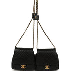 Twins Side Pack Black Lambskin Faux Pearls & Brushed Gold Hardware