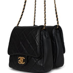 Twins Side Pack Black Lambskin Faux Pearls & Brushed Gold Hardware