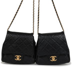 Twins Side Pack Black Lambskin Faux Pearls & Brushed Gold Hardware