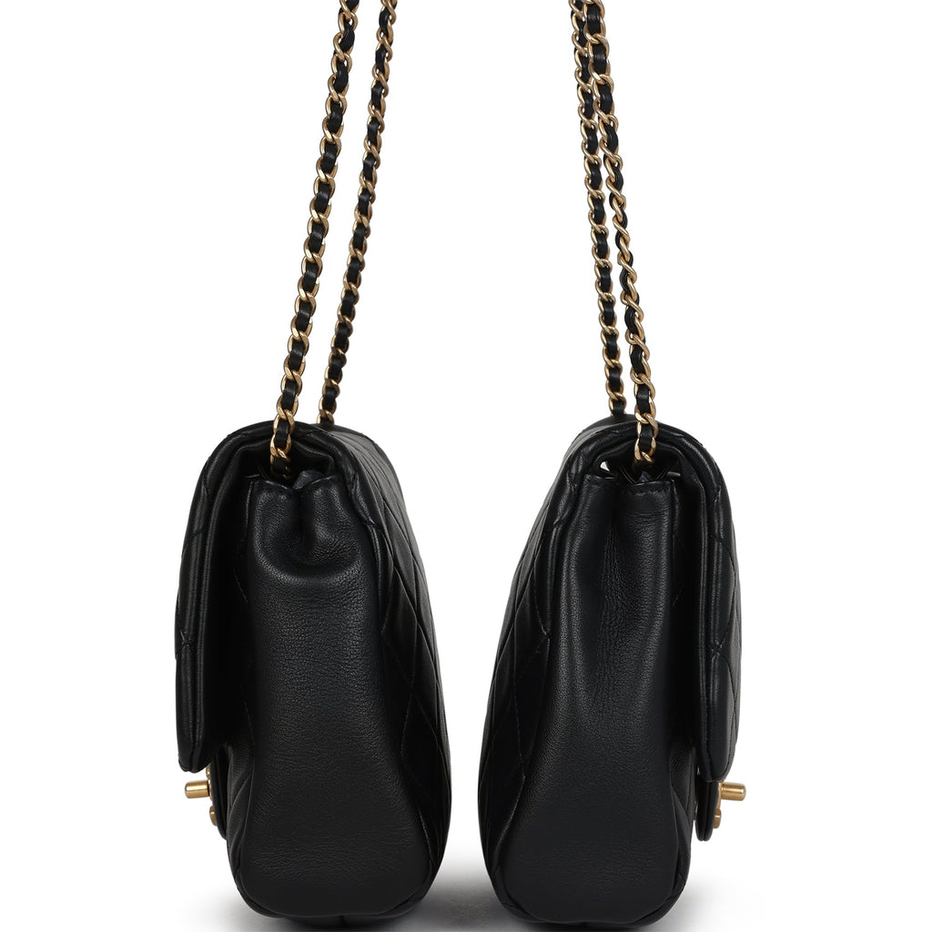 Twins Side Pack Black Lambskin Faux Pearls & Brushed Gold Hardware