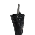 Mini 22 Bag Black Shiny Calfskin Brushed Silver Hardware