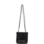 Mini 22 Bag Black Shiny Calfskin Brushed Silver Hardware