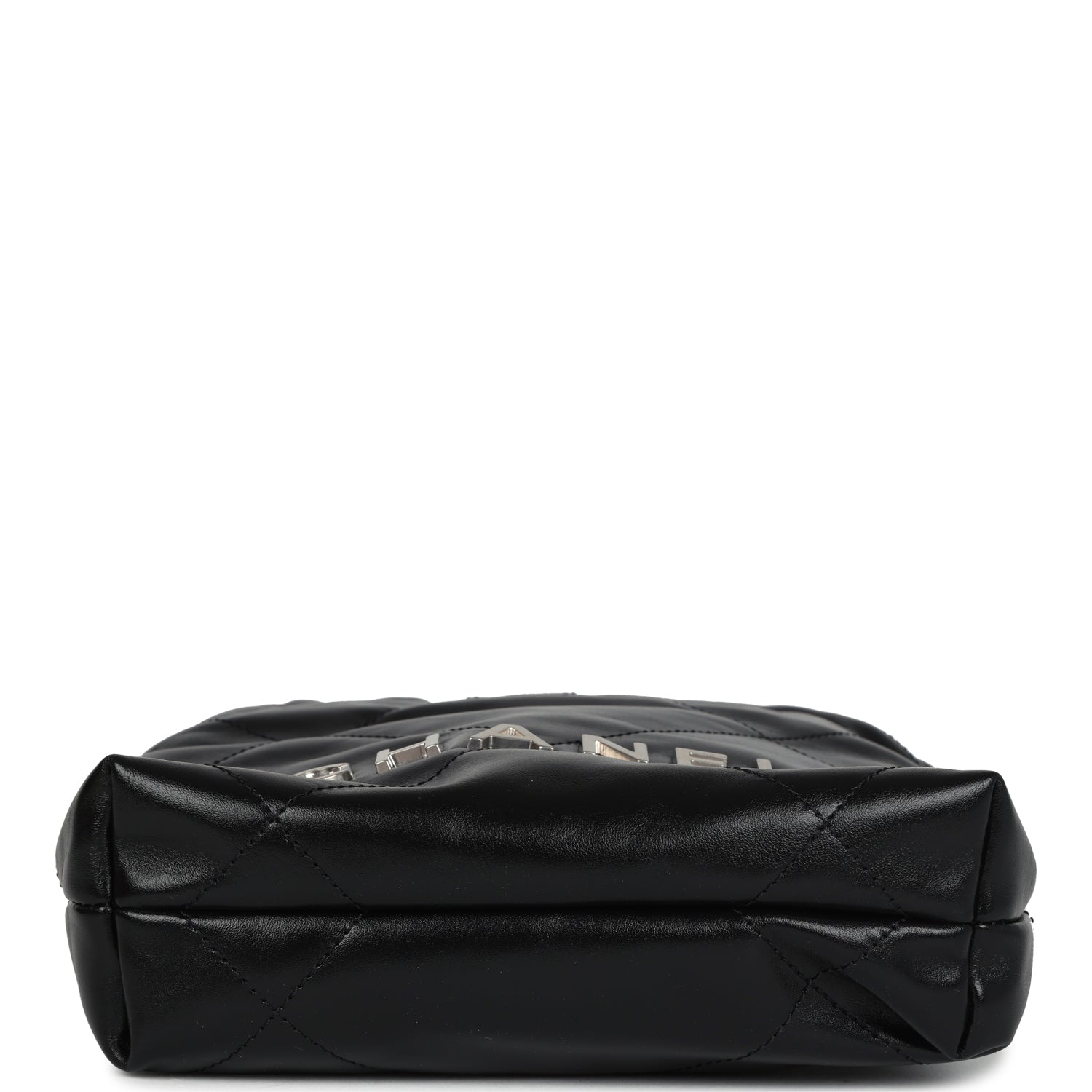 Mini 22 Bag Black Shiny Calfskin Brushed Silver Hardware