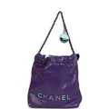 Mini 22 Bag Dark Purple Lambskin Rainbow Hardware