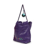Mini 22 Bag Dark Purple Lambskin Rainbow Hardware