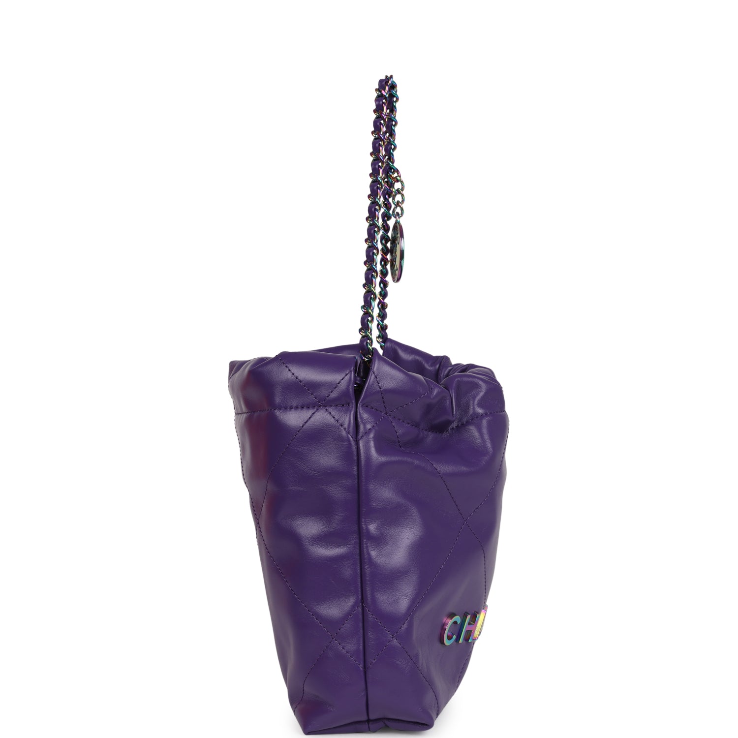 Mini 22 Bag Dark Purple Lambskin Rainbow Hardware