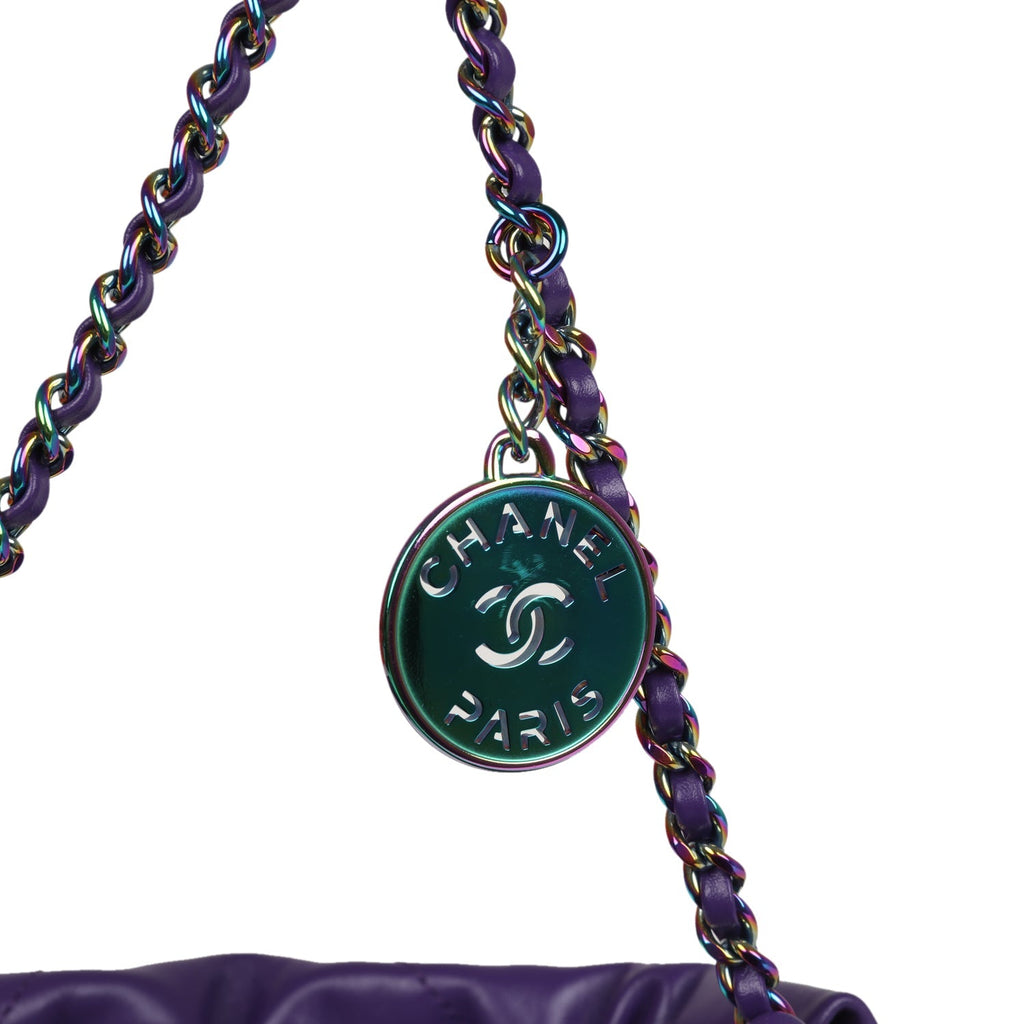 Mini 22 Bag Dark Purple Lambskin Rainbow Hardware