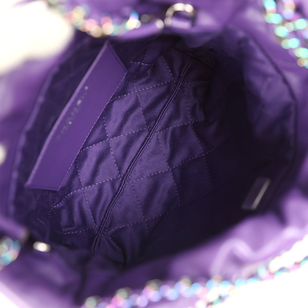 Mini 22 Bag Dark Purple Lambskin Rainbow Hardware