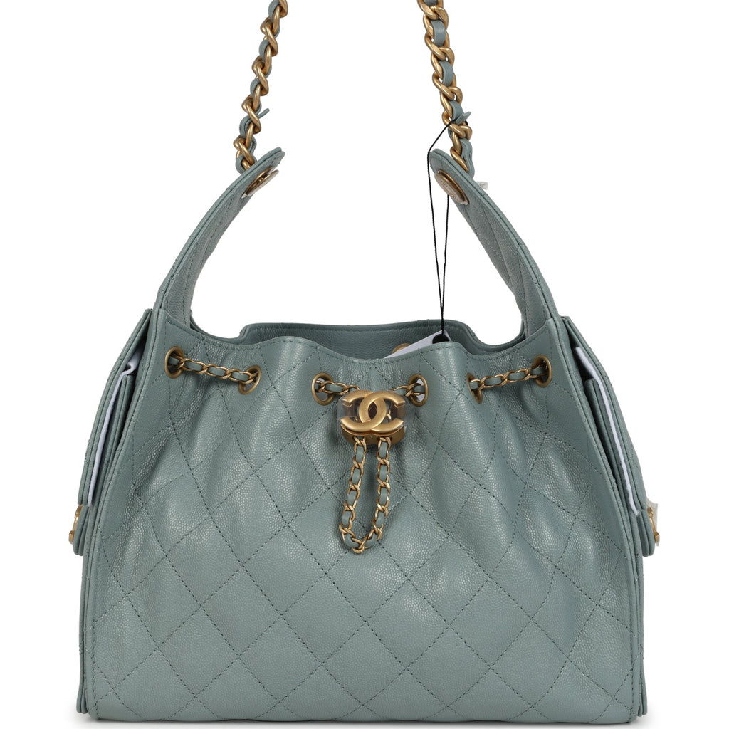 Small 25 Hobo Bag Green Caviar Antique Gold Hardware