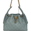 Small 25 Hobo Bag Green Caviar Antique Gold Hardware