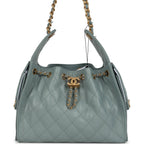 Small 25 Hobo Bag Green Caviar Antique Gold Hardware