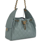 Small 25 Hobo Bag Green Caviar Antique Gold Hardware