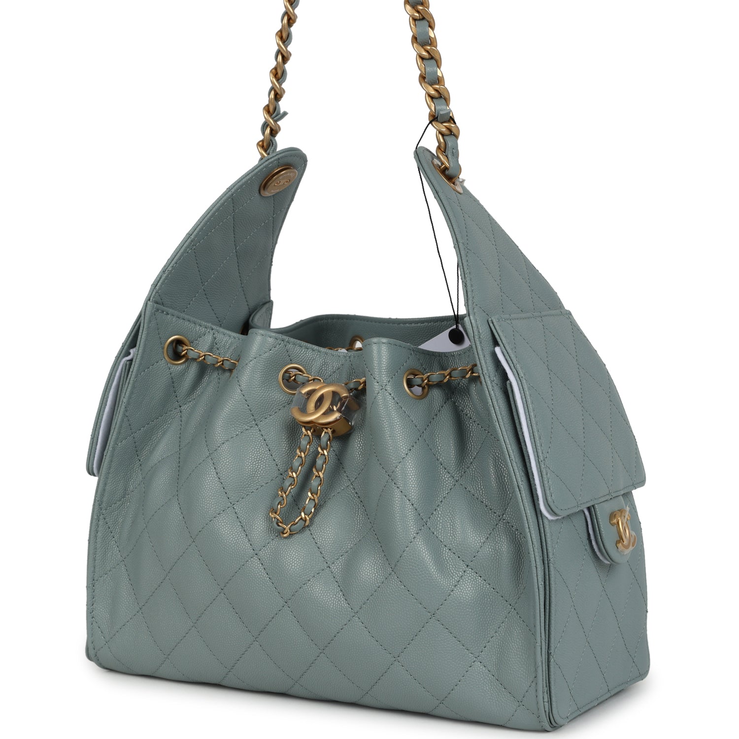 Small 25 Hobo Bag Green Caviar Antique Gold Hardware
