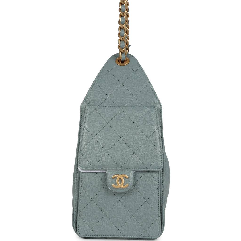 Small 25 Hobo Bag Green Caviar Antique Gold Hardware