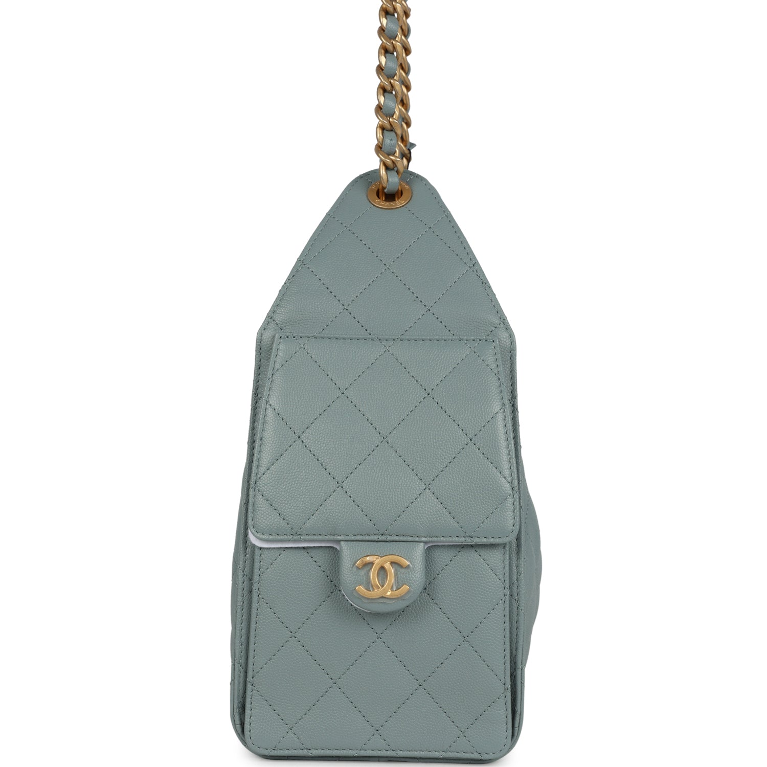 Small 25 Hobo Bag Green Caviar Antique Gold Hardware