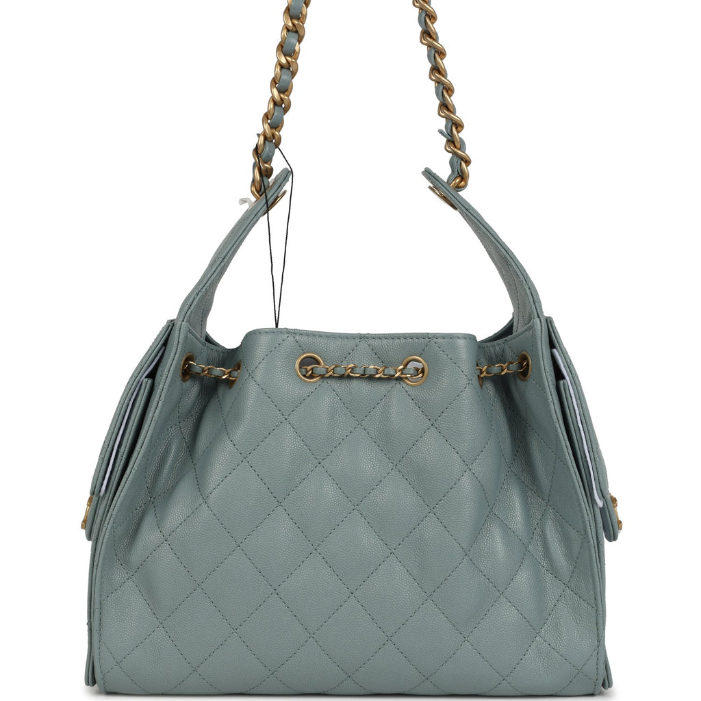 Small 25 Hobo Bag Green Caviar Antique Gold Hardware