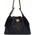 Small 25 Hobo Bag Dark Navy Caviar Antique Gold Hardware