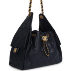 Small 25 Hobo Bag Dark Navy Caviar Antique Gold Hardware