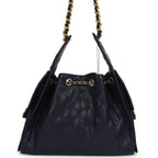 Small 25 Hobo Bag Dark Navy Caviar Antique Gold Hardware