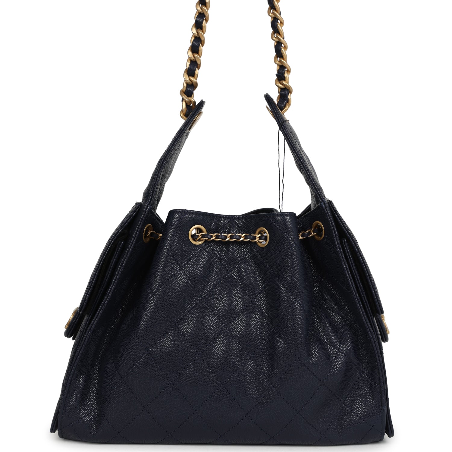 Small 25 Hobo Bag Dark Navy Caviar Antique Gold Hardware