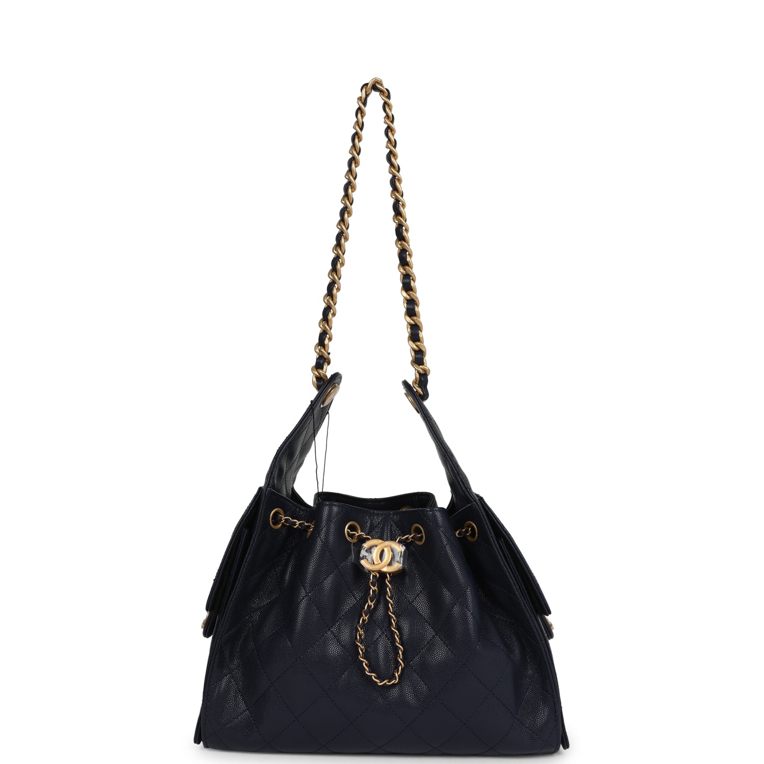 Small 25 Hobo Bag Dark Navy Caviar Antique Gold Hardware