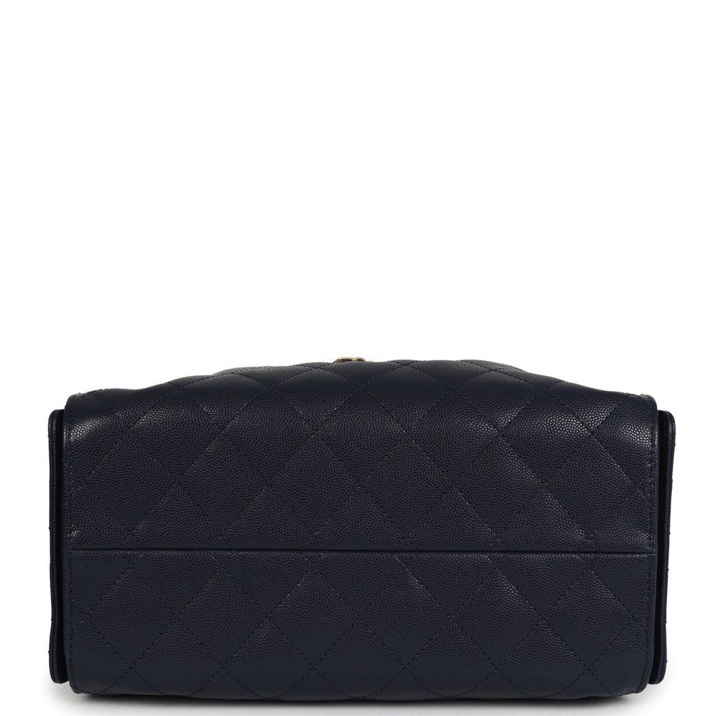 Small 25 Hobo Bag Dark Navy Caviar Antique Gold Hardware