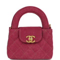 Nano Kelly Shopper Fuchsia Washed Denim Brushed Gold Hardware