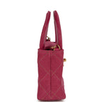 Nano Kelly Shopper Fuchsia Washed Denim Brushed Gold Hardware