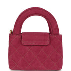 Nano Kelly Shopper Fuchsia Washed Denim Brushed Gold Hardware