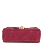 Nano Kelly Shopper Fuchsia Washed Denim Brushed Gold Hardware